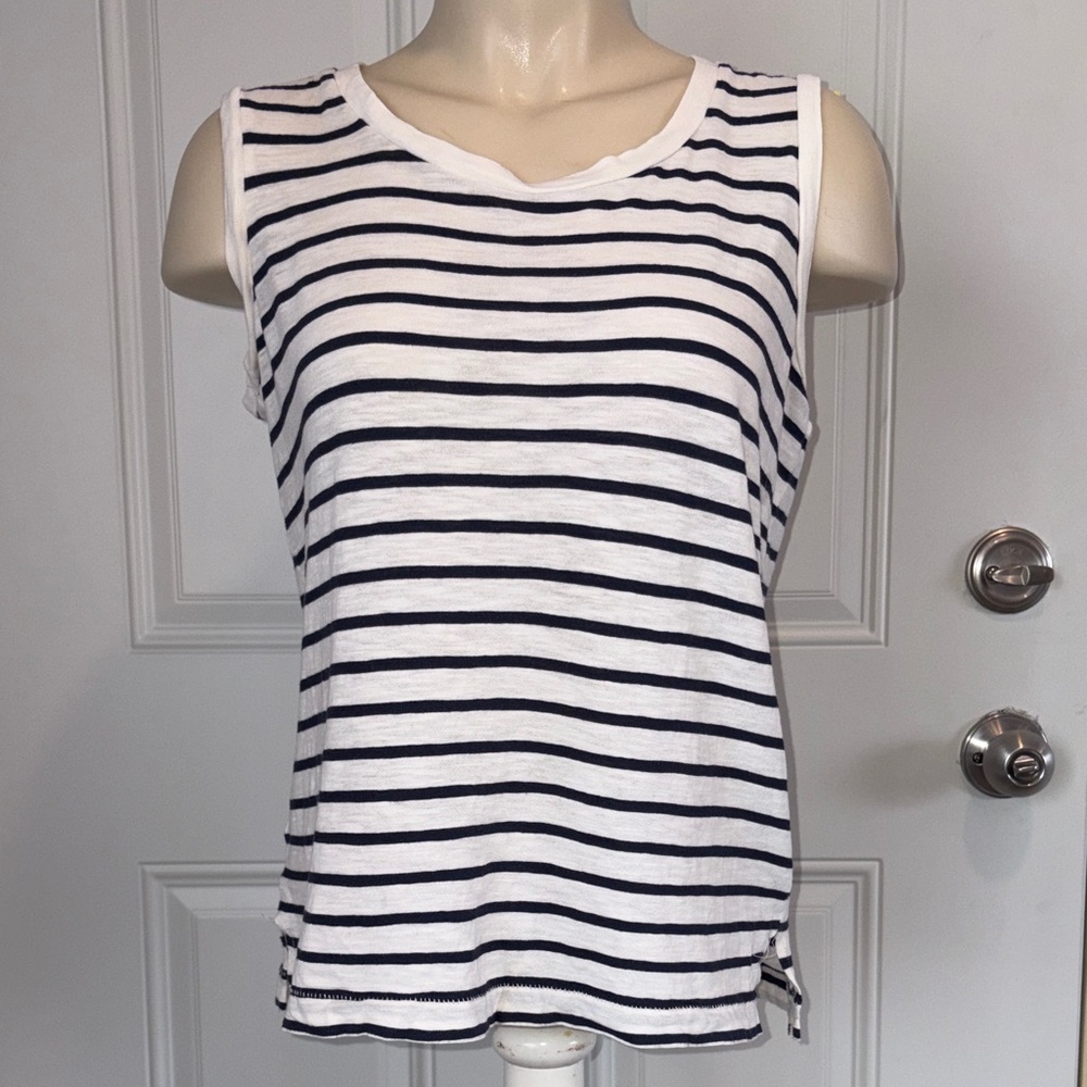 Madewell Black and White Striped Tank Top